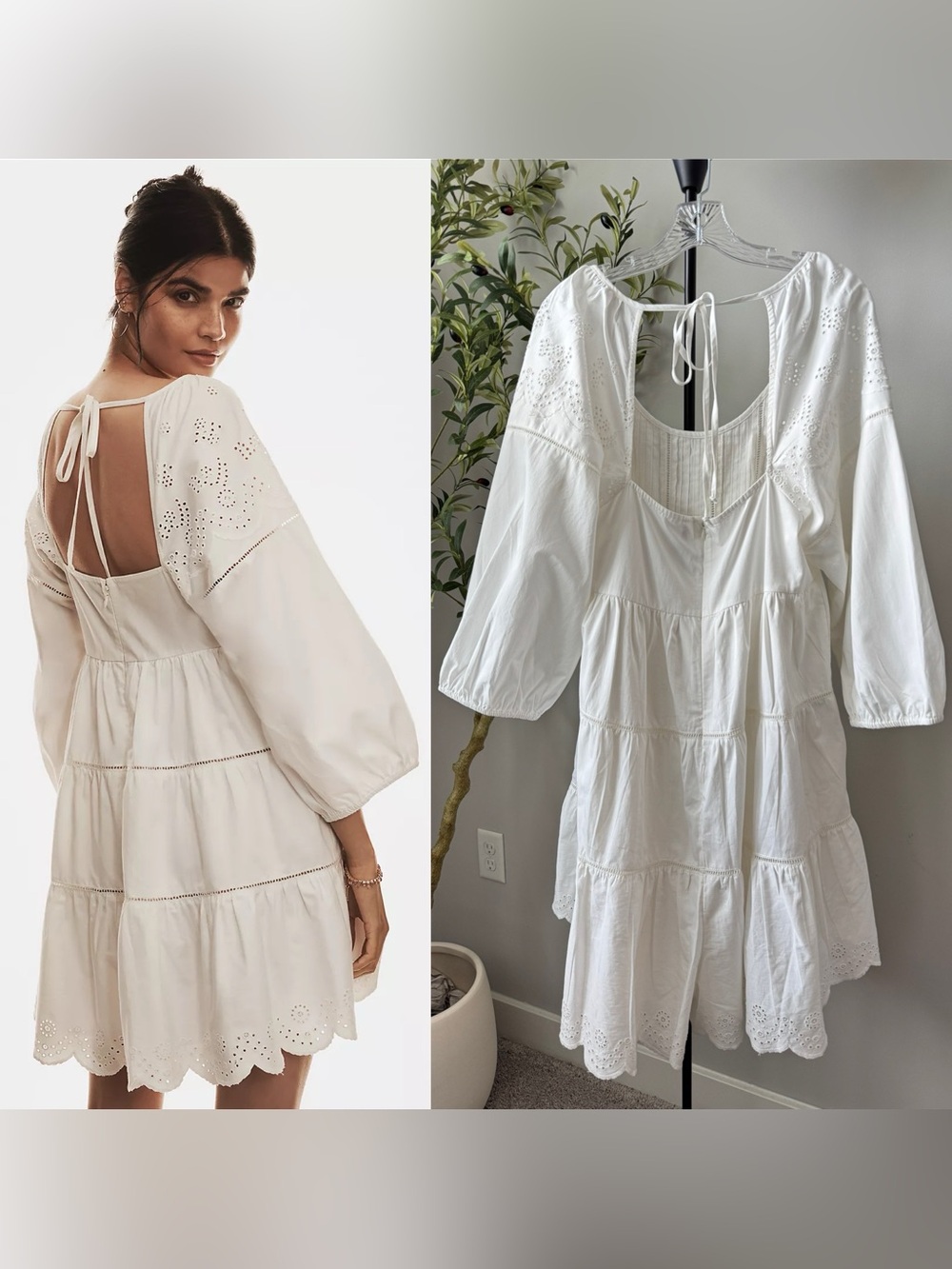 Anthropologie White Eyelet Lace Romper XL - Picture 6 of 10